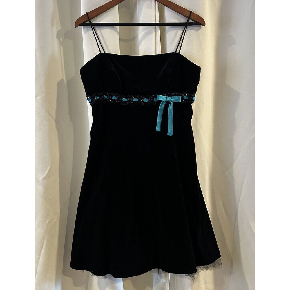 Vintage Y2K Betsy & Adam By Linda Bernell Black Velvet Dress Size 14